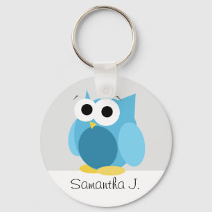 Funny Blue Owl - Personalisierter Schlüsselanhänge Schlüsselanhänger