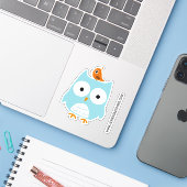 Funny Blue Owl und Niedlich Orange Bird Vinyl Stic Aufkleber (Laptop mit iPhone)