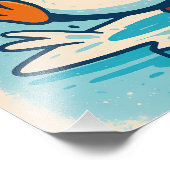 Funny Blue Penguin Ice Skating Quote Design Fotodruck (Ecke)