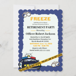 Funny Blue Police Officer Pension Party Invita Einladung