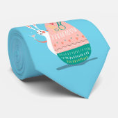 Funny Blue Rabbit Bunny and Ostereier Krawatte (Gerollt)