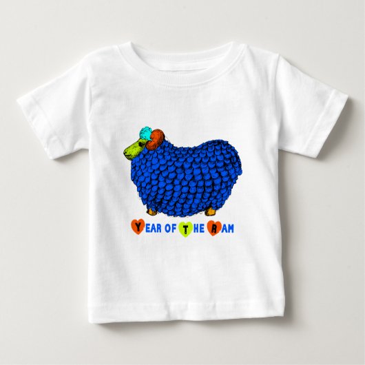 Funny Blue Ram Chinese New Year Zodiac B Black T-S Baby T-shirt (Vorderseite)