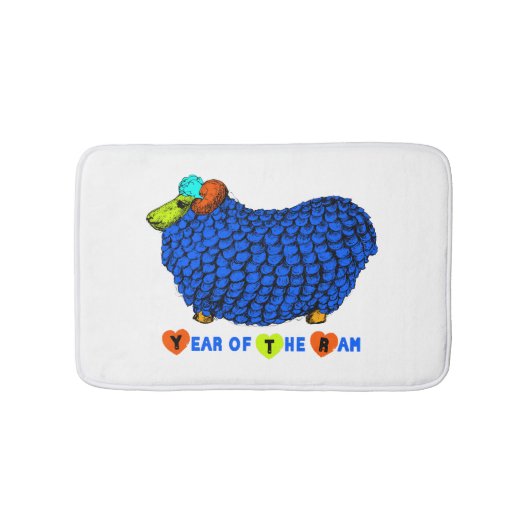 Funny Blue Ram Chinese Year Zodiac Bath Mat Badematte (Vorderseite)