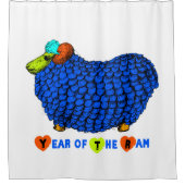 Funny Blue Ram Chinese Year Zodiac Birthday SCu Duschvorhang (Vorderseite)