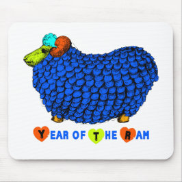 Funny Blue Ram Chinese Year Zodiac Mousepad