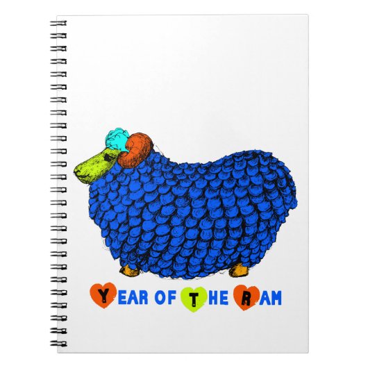 Funny Blue Ram Chinese Year Zodiac Notebook Notizblock (Vorderseite)