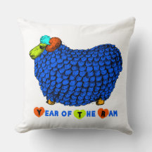 Funny Blue Ram Chinese Year Zodiac Square P