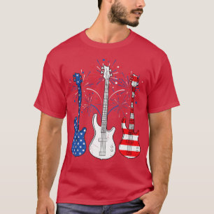 Funny Blue Red White Guitar USA Flag Guitarist 4. T-Shirt