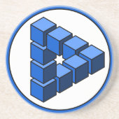 Funny Blue Schwarz-weiß Impossible Triangle Blocks Getränkeuntersetzer (Vorne)