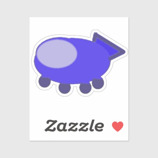 Funny Blue Spaceship Sticker (Blatt)