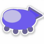 Funny Blue Spaceship Sticker (Vorderseite)