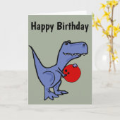 Funny Blue T-rex Dinosaur Bowling Cartoon Karte (Gelbe Blume)