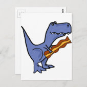 Funny Blue T-rex Dinosaur Eating Bacon Kunst, Dich Postkarte (Vorne/Hinten)