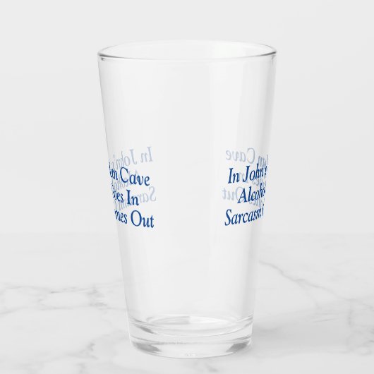 Funny Blue Text Man Höhle Sarcasm Design Glas (Links)