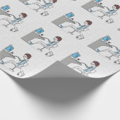 Funny Blue und Grau Computer Nerd mit Cat Geschenkpapier (Ecke)