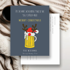 Funny Blue Wunderschöne Zeit für Rein Bier Weihnac Feiertagspostkarte