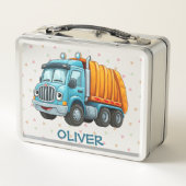 Funny Blue Yellow Dump Truck Metall Brotdose (Rückseite)