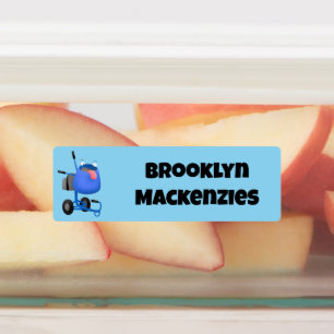 Funny Blue Zementmischer Cartoon personalisiert Etiketten