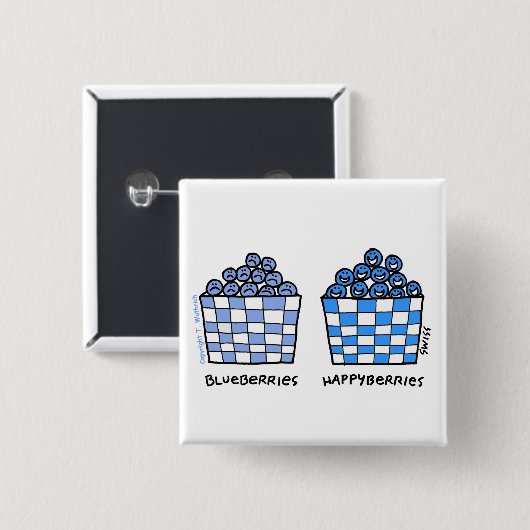 Funny Blueberries Cartoon Blueberry Lover Schaltfl Button (Vorne & Hinten)