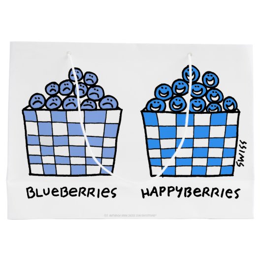 Funny Blueberries Happyberries Cartoon Geschenktas Große Geschenktüte (Rückseite)
