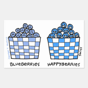Funny Blueberries Happyberries Feinschmecker Carto Rechteckiger Aufkleber