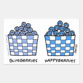 Funny Blueberries Happyberries Feinschmecker Carto Rechteckiger Aufkleber