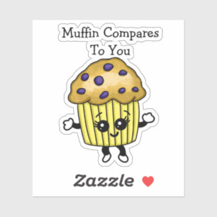 Funny Blueberry Muffin Pun, Muffin im Vergleich zu Aufkleber
