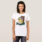 Funny Bluebird über Birdhouse T-Shirt (Vorne ganz)