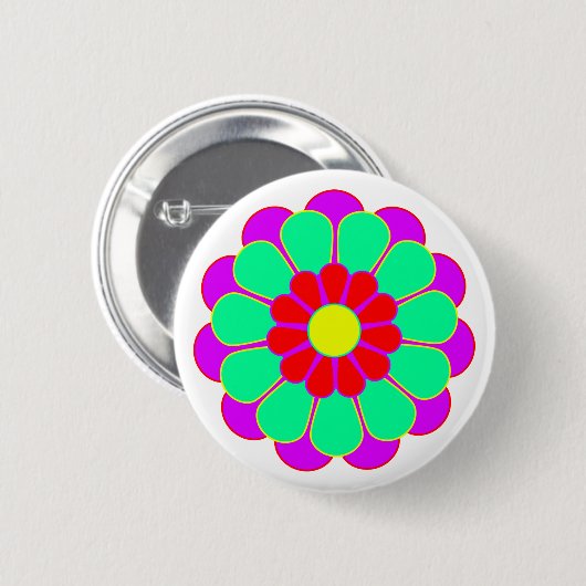 Funny Blume Power Bloom I Button (Vorne & Hinten)