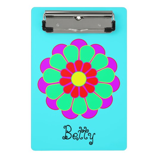 Funny Blume Power Bloom I + Ihr Backgr. Idee Mini Klemmbrett (Vorderseite)