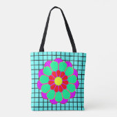 Funny Blume Power Bloom I + Ihr Backgr. Idee Tasche (Rückseite)