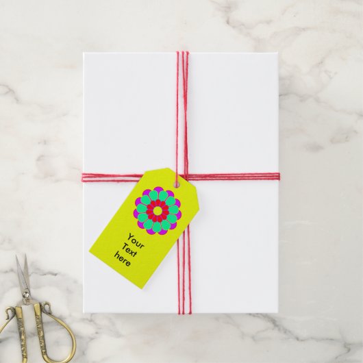 Funny Blume Power Bloom I + Ihr Text Geschenkanhänger (Mit Garn)