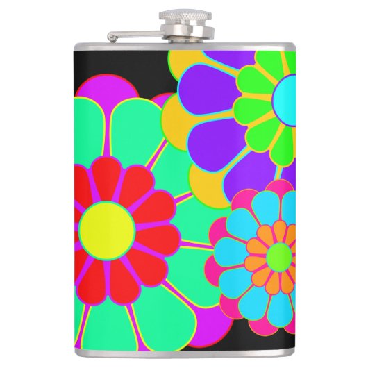 Funny Blume Power Bloom I II III + Ihre Idee Flachmann (Vorderseite)