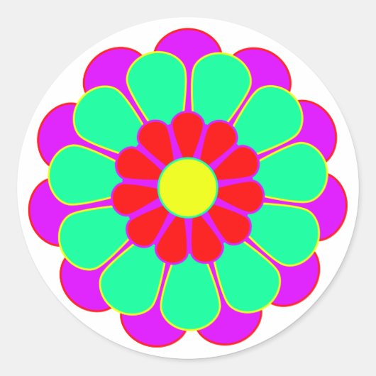 Funny Blume Power Bloom I Runder Aufkleber (Vorderseite)