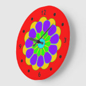 Funny Blume Power Bloom II Große Wanduhr (Winkel)