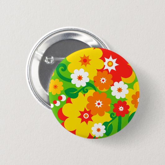 Funny Blume Power Wallpaper Button (Vorne & Hinten)