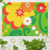 Funny Blume Power Wallpaper Geschirrtuch (Gefaltet)
