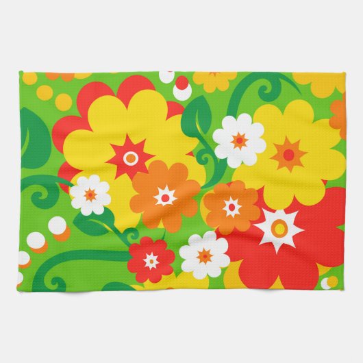Funny Blume Power Wallpaper Geschirrtuch (Horizontal)