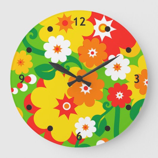 Funny Blume Power Wallpaper Große Wanduhr (Vorderseite)