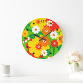 Funny Blume Power Wallpaper Große Wanduhr (Zuhause)