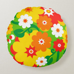 Funny Blume Power Wallpaper Rundes Kissen
