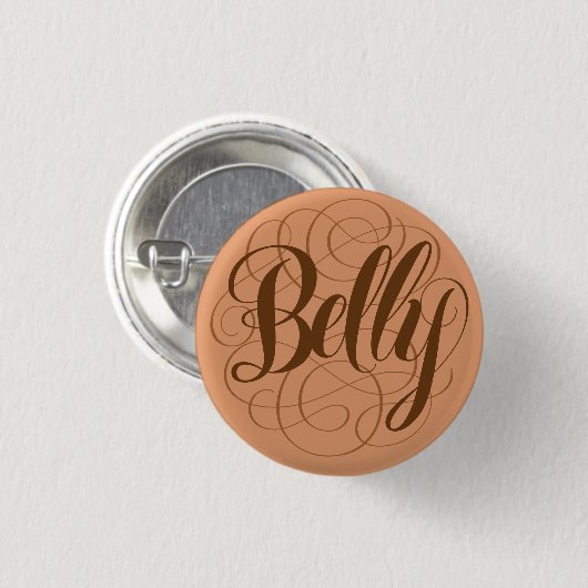 Funny Bly Button Kalligrafie Buchstaben pinback (Vorne & Hinten)