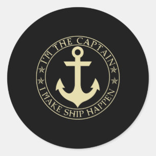 Funny Boater bin ich der Kapitän, den ich Schiff m Runder Aufkleber
