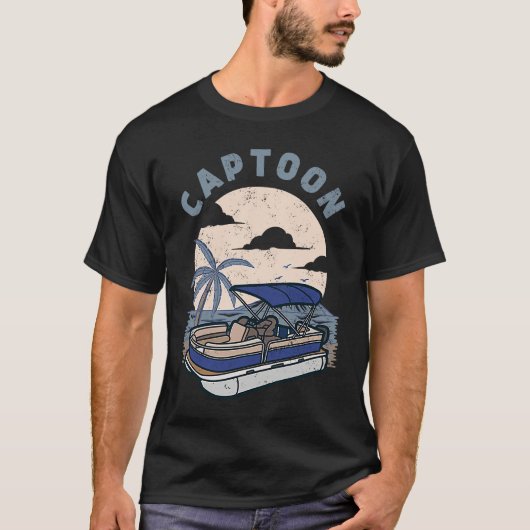 Funny Boating Captoon Pontoon Tritoon Captain Pont T-Shirt (Vorderseite)