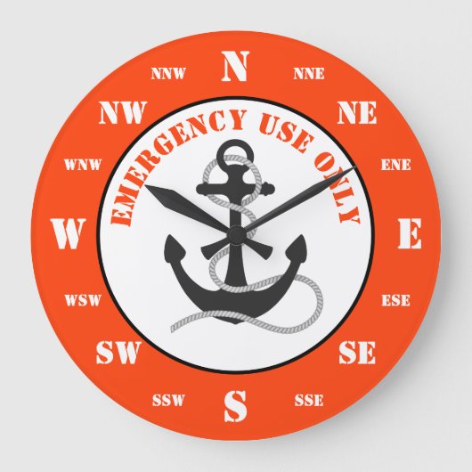 Funny Boats Rettungsring Große Wanduhr (Vorderseite)