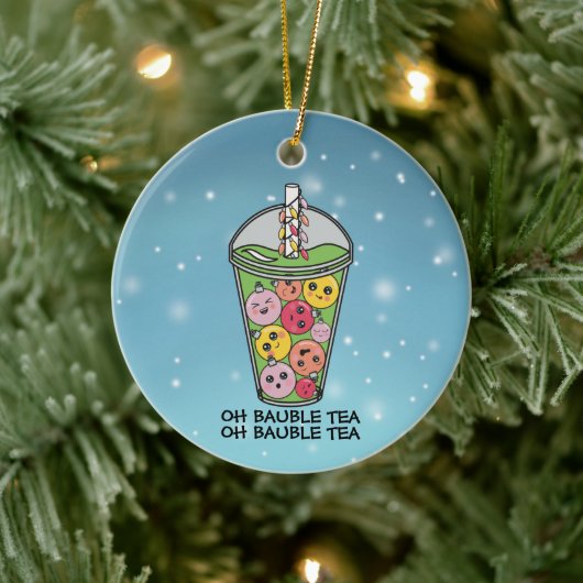 Funny Boba Bubble Tee Keramik Ornament (Baum)