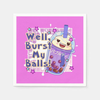 FUNNY BOBA TEA WELL BURST MEIN BALLS DECOUPAGE PAP SERVIETTE