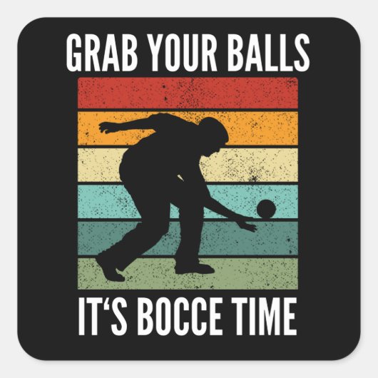 Funny Bocce Balls Player Boules Team Quadratischer Aufkleber (Vorderseite)