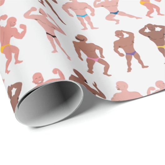 Funny Body Builder Wrapping Paper Geschenkpapier (Rolleneckpunkt)