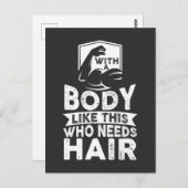 Funny Bodybuilder No Hair Bald Head Athlete Postkarte (Vorne/Hinten)